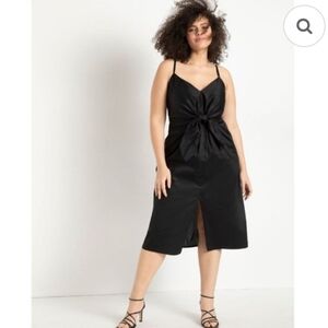 Eloquii Tie Front Midi Black Sleeveless 100% Cotton Dress Size 22